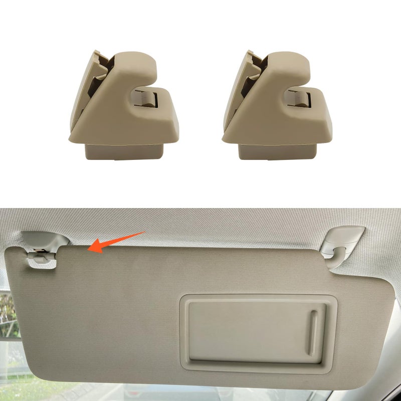 Rebvugr 2PCS Sun Visor Clips for Cars Bracket Sunvisor Retainer Clips 95994975 Car Visor Support Holder Bracket Hanger Visor Accessories for Chevy Silverado 1500 Tahoe GMC Sierra 1500 Beige - Image 3
