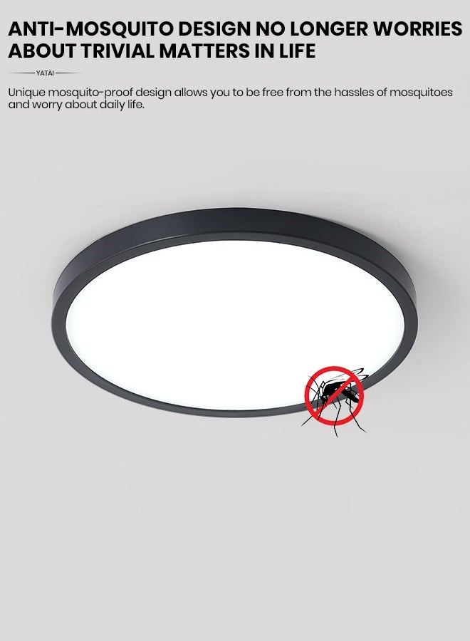 YATAI LIGHTING Round LED Ceiling Panel Light 40cm, 38W Flush Mount Fixture with Switch Control, Adjustable 3000K to 6000K Colors, Slim 2.2cm Black LED Ceiling Lamp for Bedroom, Dining, Library - Image 4