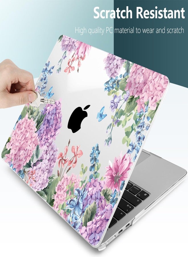 TWOLSKOO for M3 M2 MacBook Air 15 Inch Case 2024 2023 A3114 A2941 with Touch ID, Plastic Hard Shell Cover with Screen Protector & Keyboard Cover for MacBook Air 15.3", Colorful Hydrangea - Image 4