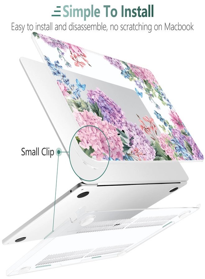 TWOLSKOO for M3 M2 MacBook Air 15 Inch Case 2024 2023 A3114 A2941 with Touch ID, Plastic Hard Shell Cover with Screen Protector & Keyboard Cover for MacBook Air 15.3", Colorful Hydrangea - Image 3