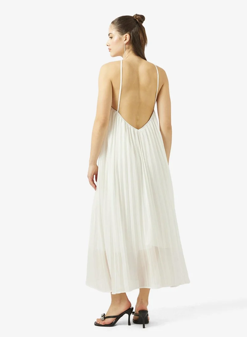 Ginger Halter Neck Pleated Maxi Dress