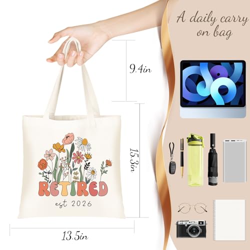 DHQH Retirement Gifts for Women 2026, Retirement Canvas Tote Bag with Handles, Retired Gifts Farewell Gift Ideas for Retirees Coworker Teachers Friends Mom - Image 3