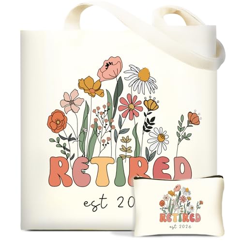 DHQH Retirement Gifts for Women 2026, Retirement Canvas Tote Bag with Handles, Retired Gifts Farewell Gift Ideas for Retirees Coworker Teachers Friends Mom - Image 1