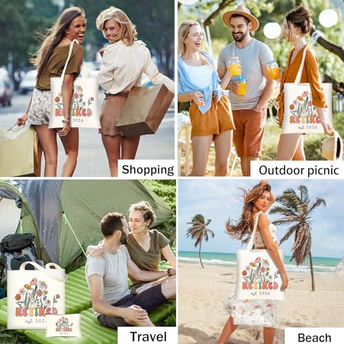 DHQH Retirement Gifts for Women 2026, Retirement Canvas Tote Bag with Handles, Retired Gifts Farewell Gift Ideas for Retirees Coworker Teachers Friends Mom - Image 2