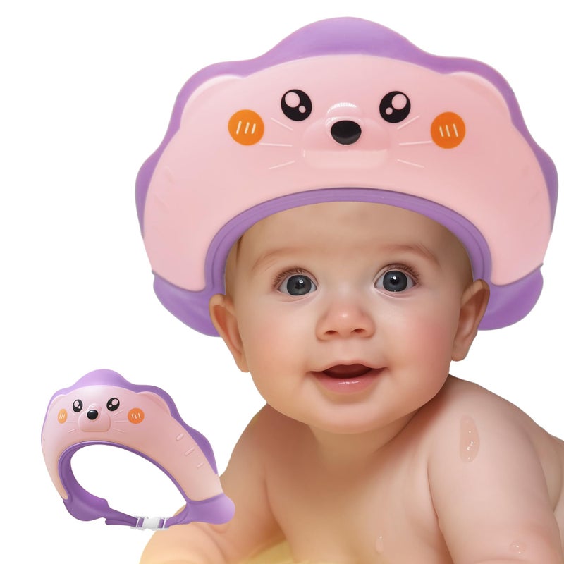 TinyGuardian Baby Shower Cap, Baby Shower Cap Shield, Shower Cap for Kids, Visor Hat for Eye and Ear Protection for 0-9 Years Old Children, Cute Sea Lion shape Makes the Baby Bath More Fun (Pink) - Image 1