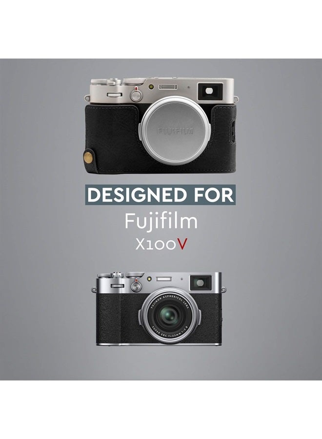 MegaGear MG1894 Ever Ready Genuine Leather Camera Half Case Compatible with Fujifilm X100V - Black - Image 2