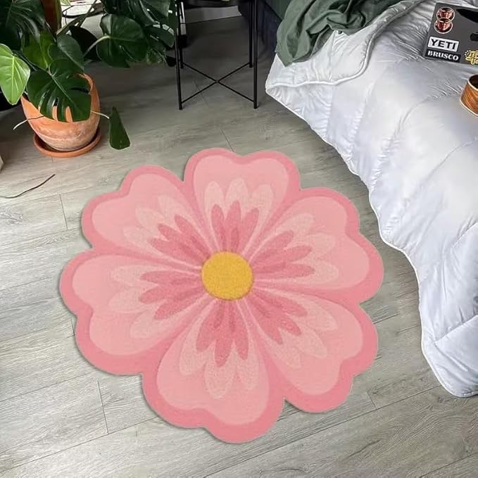 Tnessential Pink Flower Shape Rug - Image 1