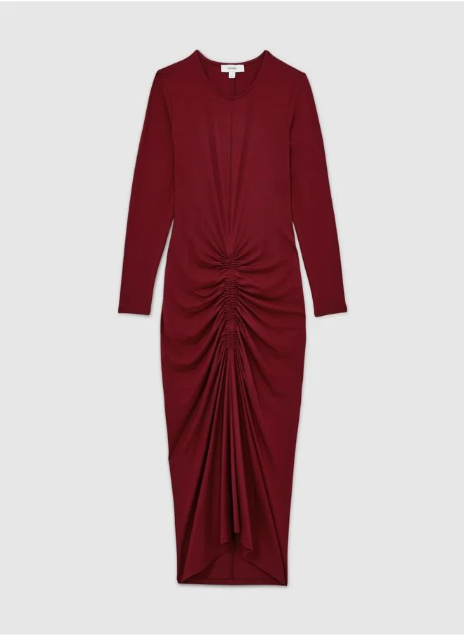 REISS Plain Ruched Jersey Dress