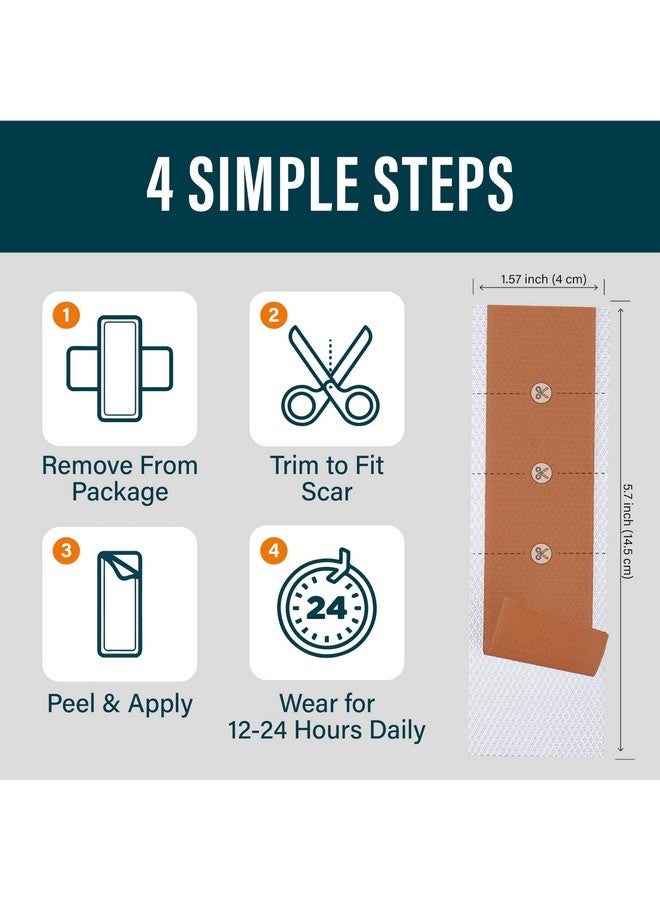 نوفاديرميس شرائح سيليكون لعلاج الندبات من نوفاديرميس - شرائح طبية طويلة جدًا لعلاج الندبات لعمليات الولادة القيصرية، وشد البطن، والجُدْرَة، والندبات الجراحية - قابلة لإعادة الاستخدام وفعالة - عبوة من 4 قطع - لون متوسط - Image 3