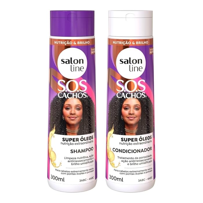 Salon Line مجموعة شامبو وبلسم سالون لاين SOS كاشوس سوبر أويليس 2 × 300 مل | SOS تجعيد الشعر، زيوت سوبر، مجموعة، مجموعة شامبو وبلسم، 2 × 10.14 أونصة سائلة - Image 1