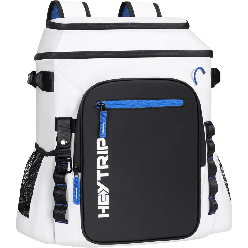 Heytrip Cooler Backpack 54 Cans Insulated Cooler Bag Keep Freeze for 20 Hours Waterproof LeakProof Cooler with MultiCompartmentsWhite