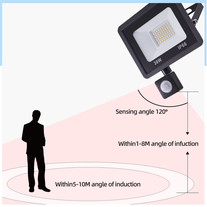 Outdoor LED PIR Motion Sensor Floodlight 100W Cold White Waterproof Spotlight For Garden Wall - Image 4