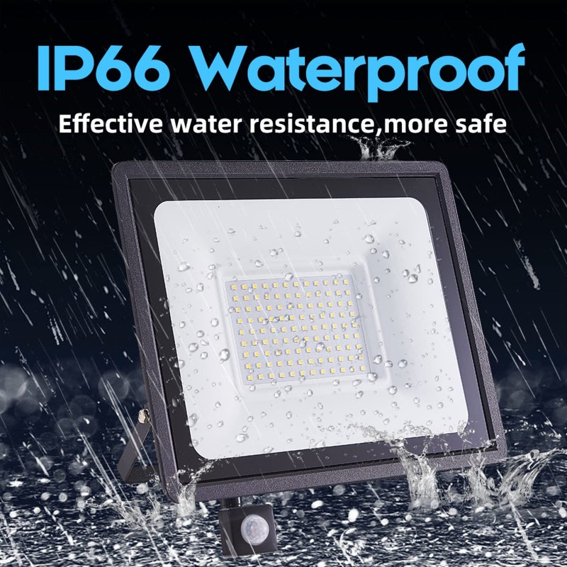 Outdoor LED PIR Motion Sensor Floodlight 100W Cold White Waterproof Spotlight For Garden Wall - Image 5