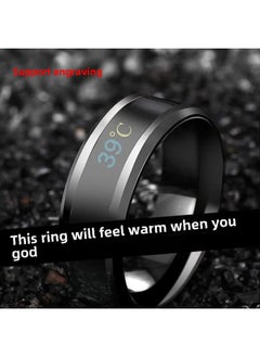 Generic Korean Style Smart Temperature Ring Internet Celebrant Same Style Temperature Ring Men's Fashionable Titanium Steel Fashion Cool All-match Ring-Colour:Smart Temperature Sensing Ring [silver] Size 10 Finger Circumference 62.1mm  - Image 2