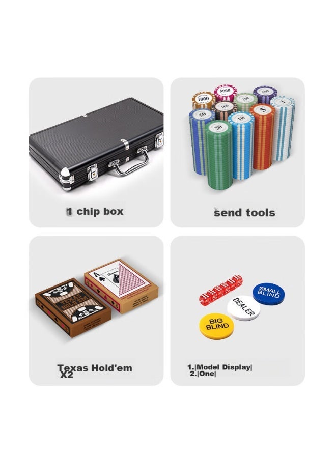 WJPC Wangjing Poker Chips, Texas Hold'em Clay Chips, Poker And Mahjong Tokens, 300 Pieces, Black Aluminum Box Set - Image 2