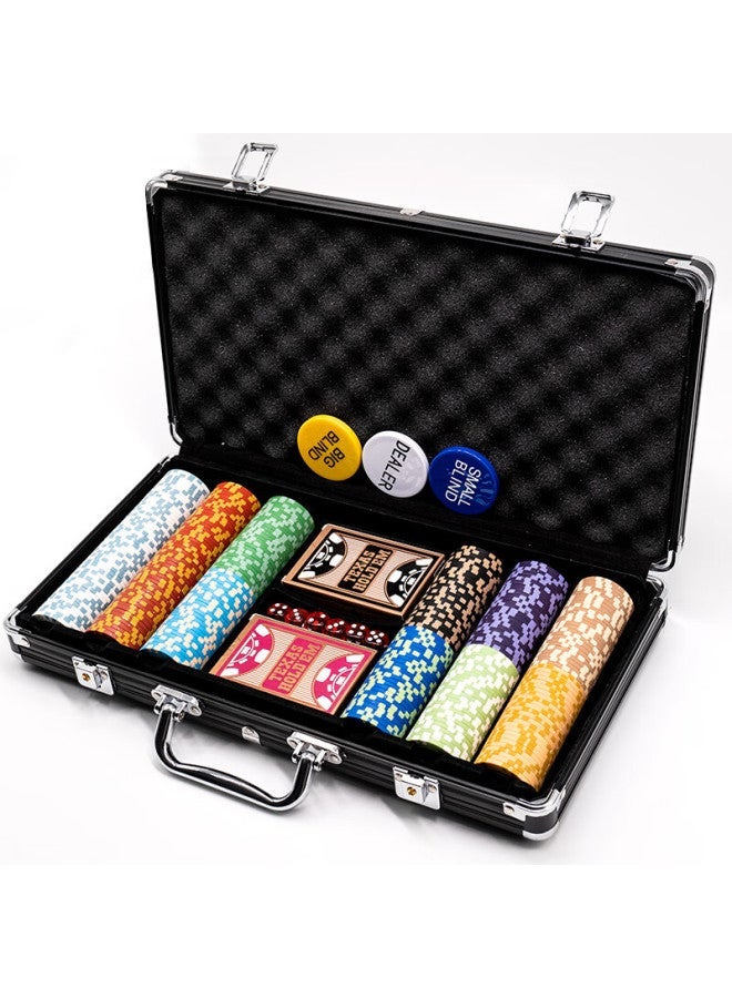 WJPC Wangjing Poker Chips, Texas Hold'em Clay Chips, Poker And Mahjong Tokens, 300 Pieces, Black Aluminum Box Set - Image 3