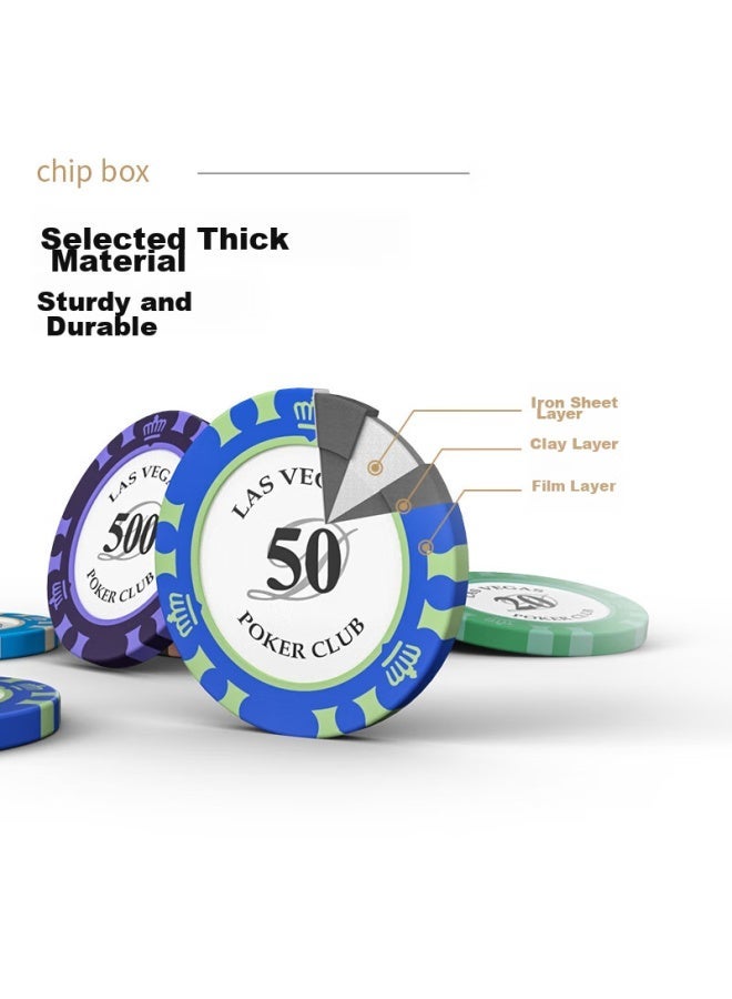 WJPC Wangjing Poker Chips, Texas Hold'em Clay Chips, Poker And Mahjong Tokens, 300 Pieces, Black Aluminum Box Set - Image 4
