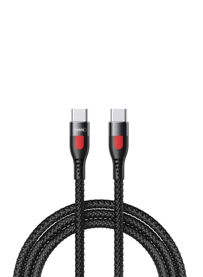 ريماكس كابل شحن وبيانات سريع من ريماكس Rc-187C C-C Lesu Pro مصنوع من سبائك الألومنيوم بقوة 100 وات - أسود - Image 1