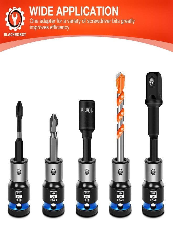 BLACKROBOT 4PCS Impact Bit Holders 1/4 Square Drive to 1/4 Hex Bit Socket Adapter, Impact Wrench Ratchet Use, Cr-Mo Steel - Image 4
