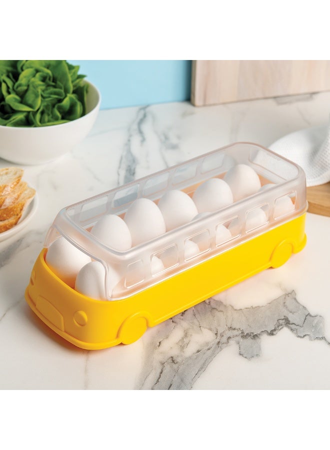 حاوية تخزين بيض علي شكل حافلة - سعة 12 بيضة، بلاستيك خالي من BPA - Image 1