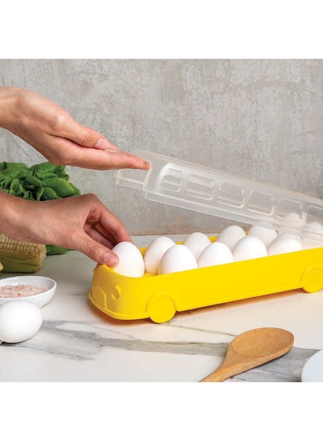 حاوية تخزين بيض علي شكل حافلة - سعة 12 بيضة، بلاستيك خالي من BPA - Image 2