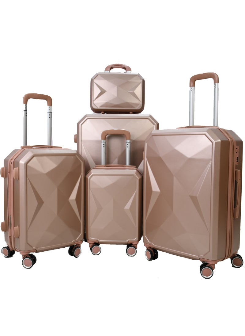 MORANO 5-Piece Luggage Trolley Bag Set Rose Golden  - Image 1