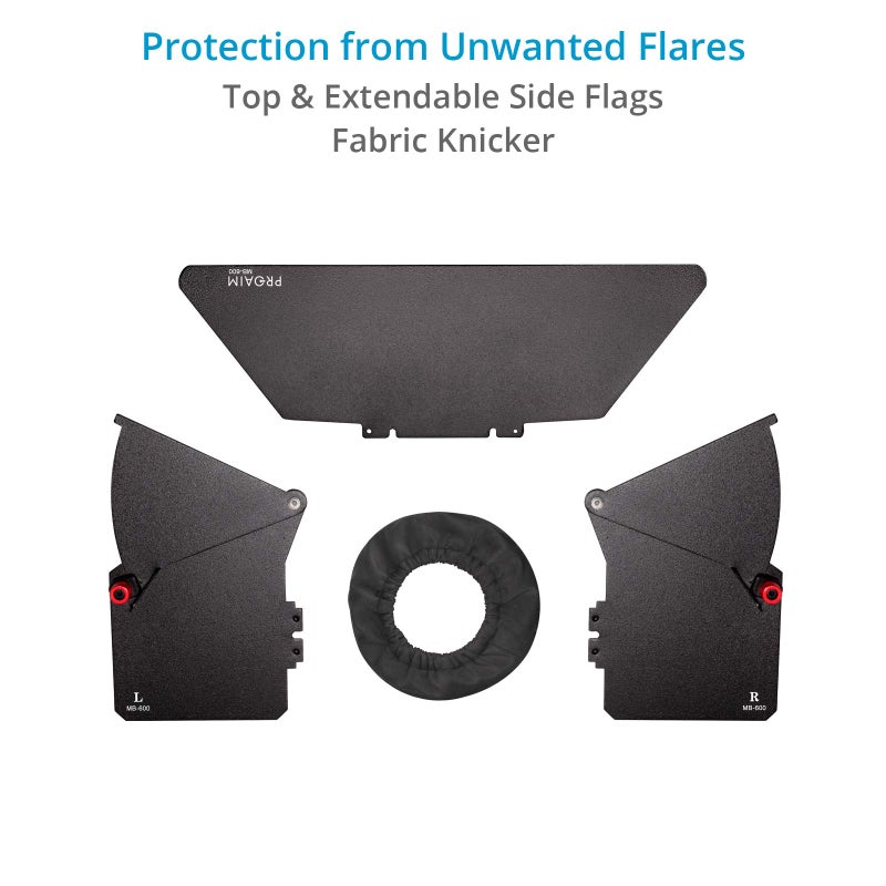 PROAIM MB-600 Sunshade Mattebox w Height Riser for Camera Lenses up to 95mm. for 15mm Rails, Top Flag, Extendable Side Flags & Knicker. 2 Filter Holders, 4:3 & 16:9 Format Masks, Tool-less (P-MB-600) - Image 3