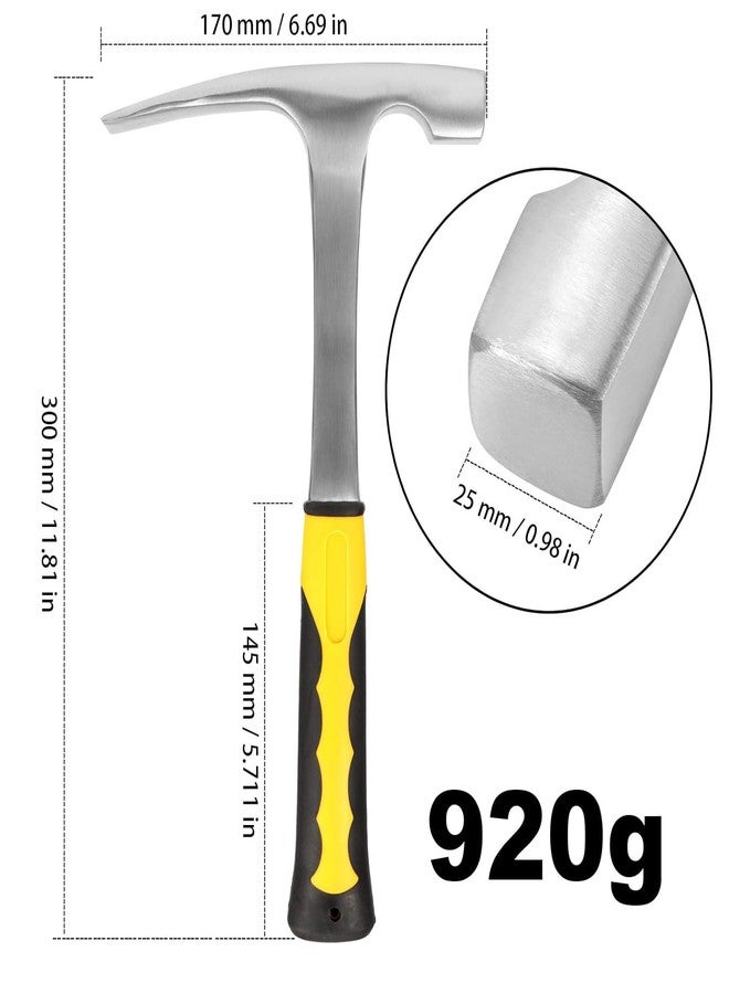 HOZEON 32 oz Brick Hammer, Flat head Rock Pick Hammer, 11.2 inch All Steel Geologist Hammers with Non-Slip Handle for Mining, Geological Prospecting - Image 2