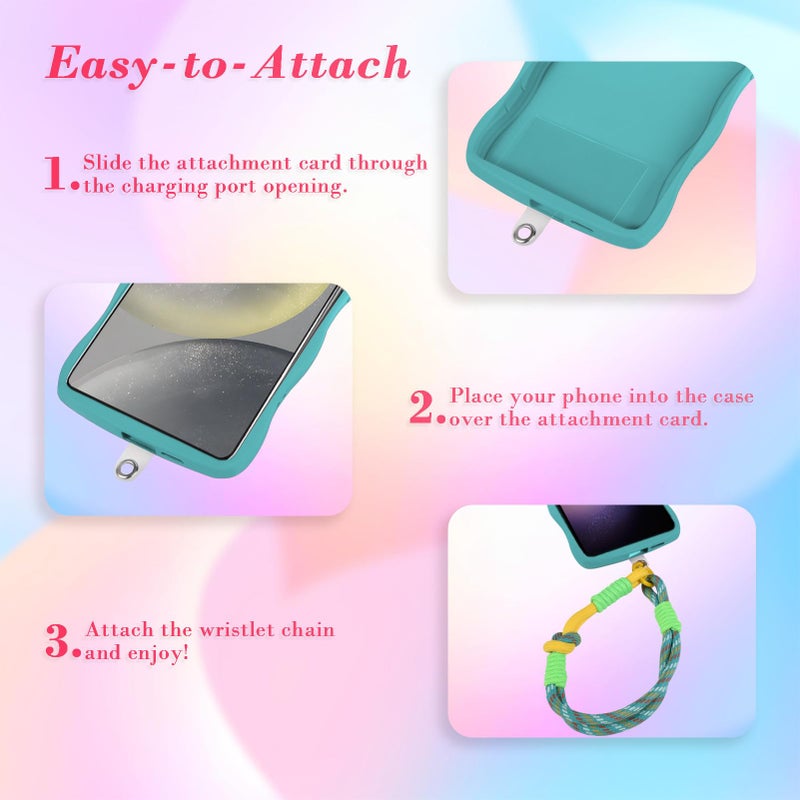 Galaxy S23 Plus Case: Green Soft Silicone, Shockproof Drop-protective - Stylish Gradient Wavy Heart, Secure Wrist Strap Protective Case for Active Users, Daily Use - Image 4