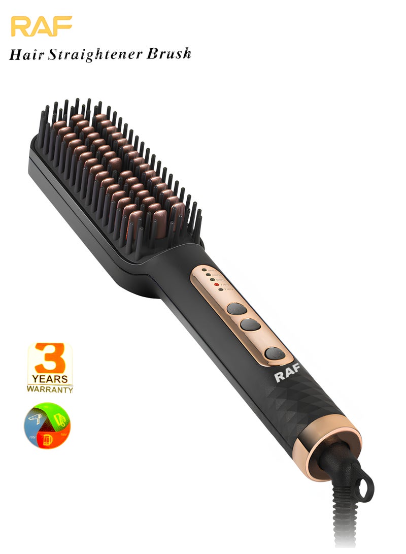 RAF Hair Straightener Brush – 45W 5-Level Intelligent Temperature Control, Negative Ion Hair Care, 950°F Max with 3-Year Warranty, RAF R.406B  - Image 1