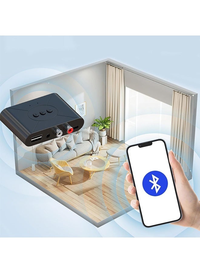 PULUZ Bluetooth 5.3 Audio Receiver Wireless RCA Bluetooth Adapter for Stereo Wireless Audio Receiver/USB Flash Drive/NFC One-Touch Connection for Car Speakers and Headphones - Image 3