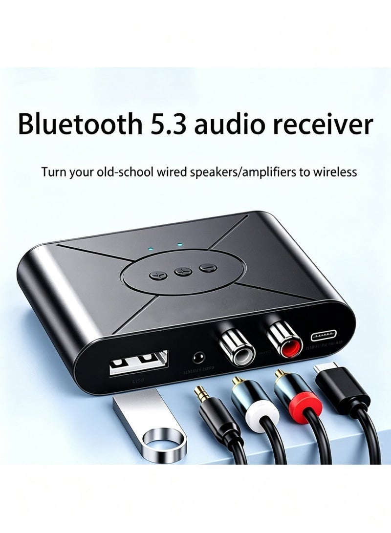 PULUZ Bluetooth 5.3 Audio Receiver Wireless RCA Bluetooth Adapter for Stereo Wireless Audio Receiver/USB Flash Drive/NFC One-Touch Connection for Car Speakers and Headphones - Image 1