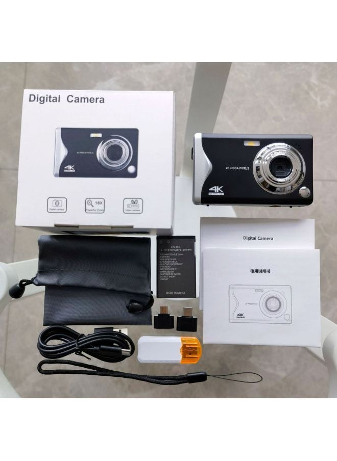 Generic 2023 Student Camera 4K HD 3 "Large Screen Auto Focus Lightweight HD Entry Digital Camera-Body Color:Fsd Fa Black-standard Configuration-plus Otg Card Reader  - Image 1