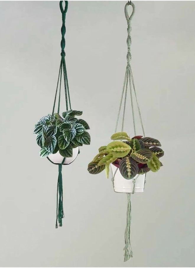 Kutis 2-Piece Hanging Plant Pot Holder For Balcony/living room hand-woven hanging decorative flower pot stand 90 Centimeter  - Image 2