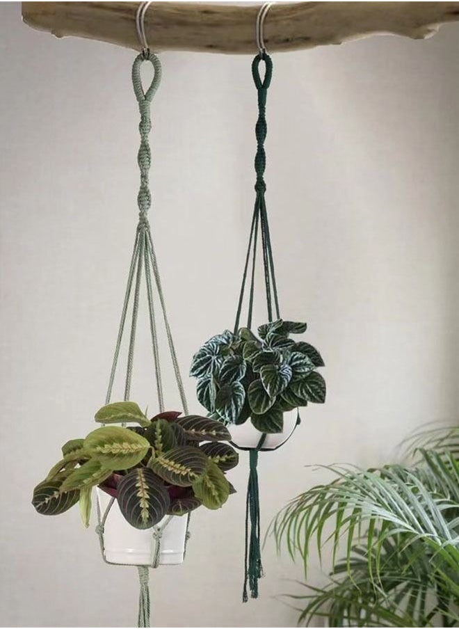 Kutis 2-Piece Hanging Plant Pot Holder For Balcony/living room hand-woven hanging decorative flower pot stand 90 Centimeter  - Image 1