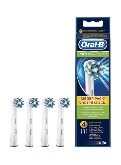 4-Piece Cross Action Replacement Brush Head White/Blue/Green
