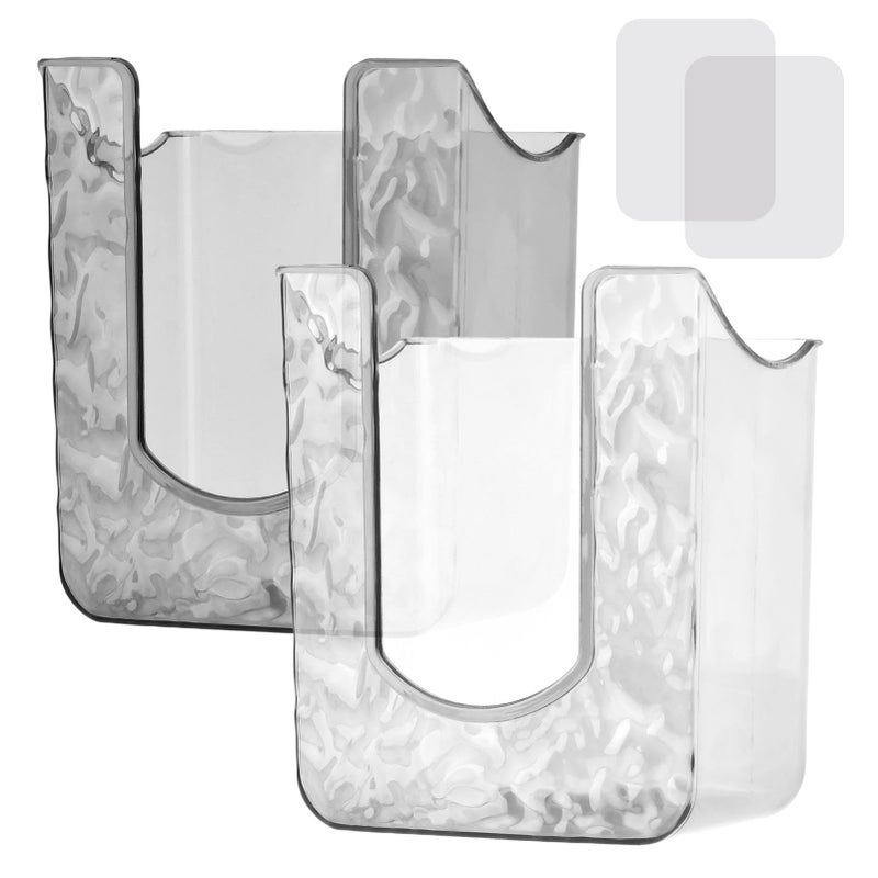 CALIDAKA 2Pcs Bathroom Wipes Holder, Kitchen Wipes Storage, Wall-Mounted Tissue Holder, Non-Slip Flushable Wipes Box, Wipe Container, Wipes Holder for Kitchen Bathroom (Clear+Clear Grey) - Image 1
