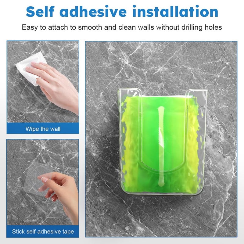 CALIDAKA 2Pcs Bathroom Wipes Holder, Kitchen Wipes Storage, Wall-Mounted Tissue Holder, Non-Slip Flushable Wipes Box, Wipe Container, Wipes Holder for Kitchen Bathroom (Clear+Clear Grey) - Image 3