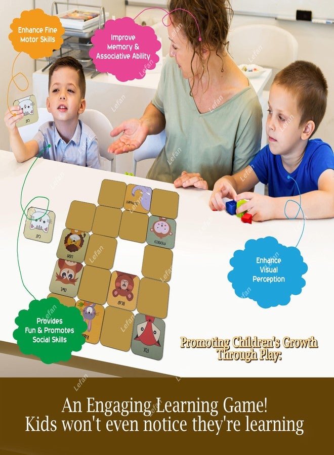 Lefan Wooden Animal Memory Game for Kids Matching Block Game with Cute Animal Faces Early Learning Brain Development Toy for Toddlers & Preschoolers Educational Montessori Game Ages 3+ - Image 3