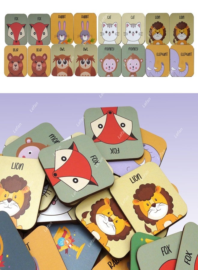 Lefan Wooden Animal Memory Game for Kids Matching Block Game with Cute Animal Faces Early Learning Brain Development Toy for Toddlers & Preschoolers Educational Montessori Game Ages 3+ - Image 4