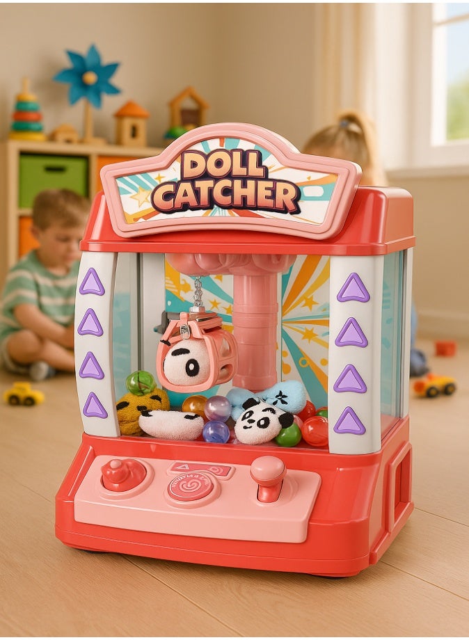 Mini Claw Machine, Arcade Game for Kids, Candy Grabber Prize Dispenser Toy, LED Lights and Music, Adjustable Sound, Includes Plush Toys and Balls, Electronic Vending Machine Toy, Birthday Gift for Boys and Girls - Image 2