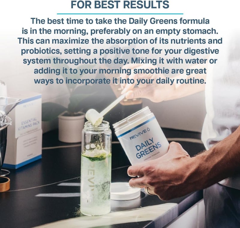 revive مسحوق الخضار الأخضر اليومي من ريفيف MD - مسحوق سوبر فود التوت الطازج - مسحوق السوبرغرينز لدعم مستويات الطاقة - عصير أخضر يحسن من تناول الألياف - الخضار تدعم الهضم وصحة الأمعاء - Image 4