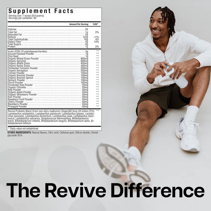 revive مسحوق الخضار الأخضر اليومي من ريفيف MD - مسحوق سوبر فود التوت الطازج - مسحوق السوبرغرينز لدعم مستويات الطاقة - عصير أخضر يحسن من تناول الألياف - الخضار تدعم الهضم وصحة الأمعاء - Image 2