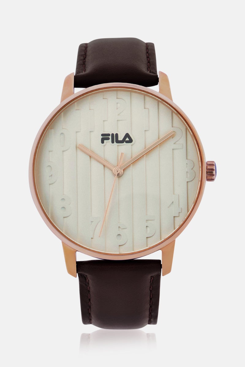 FILA Women 38-197-003 Leather Analog Watch 42 mm, Brown - Image 1