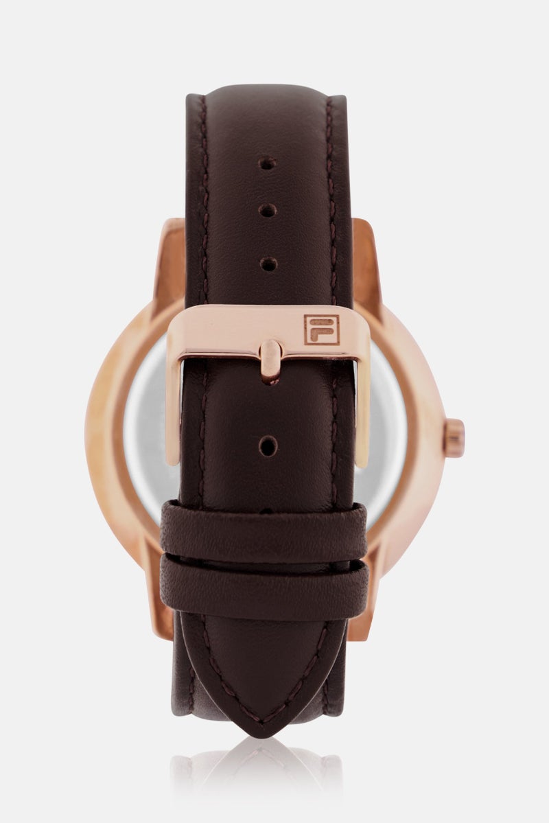 FILA Women 38-197-003 Leather Analog Watch 42 mm, Brown - Image 5