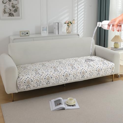 HOKIPO Printed Waterproof + Anti-Slip + Quick Dry Sofa Seat Mats, Damask White - Length 110cm (AR-5230-P9) - Image 1