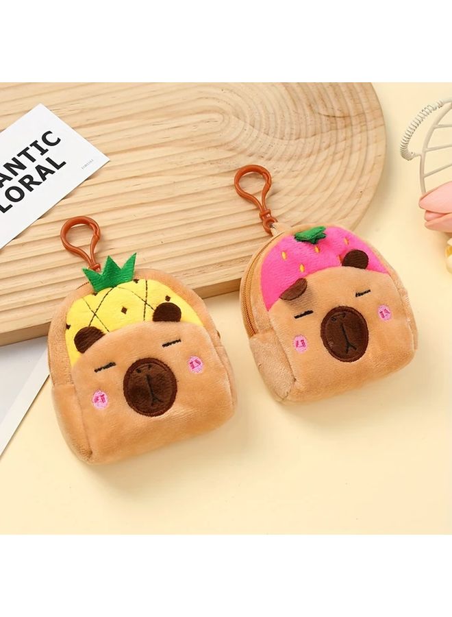 Cute Capybara Plush Wallet Red Strawberry Watermelon Design Soft Coin Card Holder Gift - Image 4