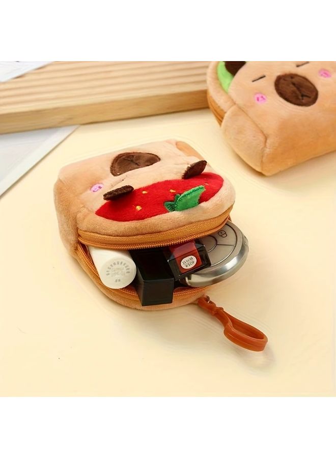 Cute Capybara Plush Wallet Red Strawberry Watermelon Design Soft Coin Card Holder Gift - Image 5
