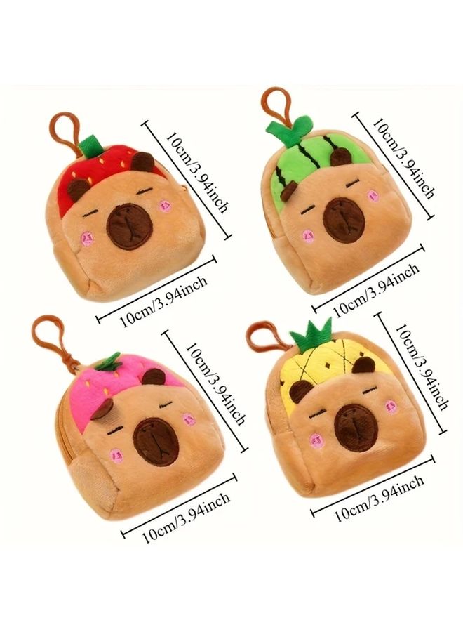 Cute Capybara Plush Wallet Red Strawberry Watermelon Design Soft Coin Card Holder Gift - Image 3
