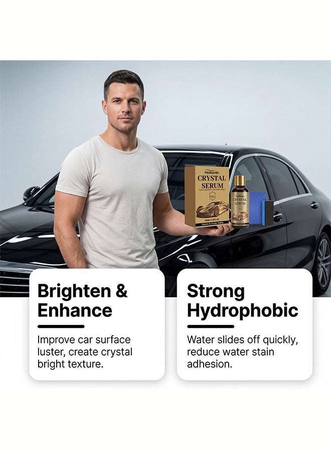 Homonth Honmonth 9H+ Crystal Serum Ceramic Coating, Professional Car Paint Protection, Glossy Hydrophobic Scratch-Resistant Coating, UV & Oxidation Protection, Complete Kit with Sponge & Towel for All Car Types 100ml - Image 3
